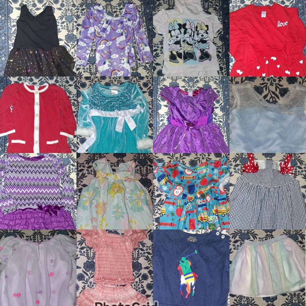 Kids Clothes Girls 4T-5 Lot 16 Pc Dresses Tutu Minnie Mouse Dance Polo Bonnie